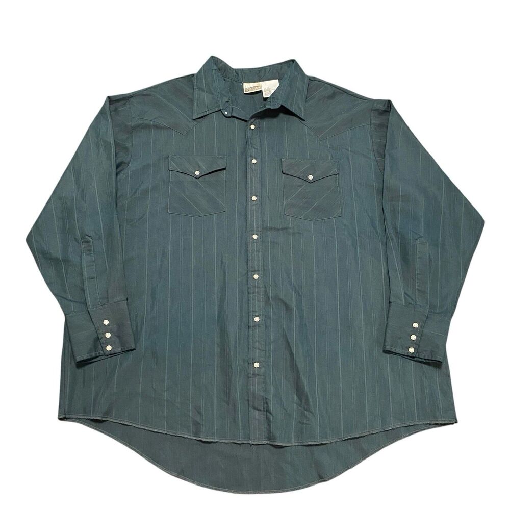 Vintage Express Rider Western Pearl Snap Button Up Dress Shirt 2XL XXL USA Made